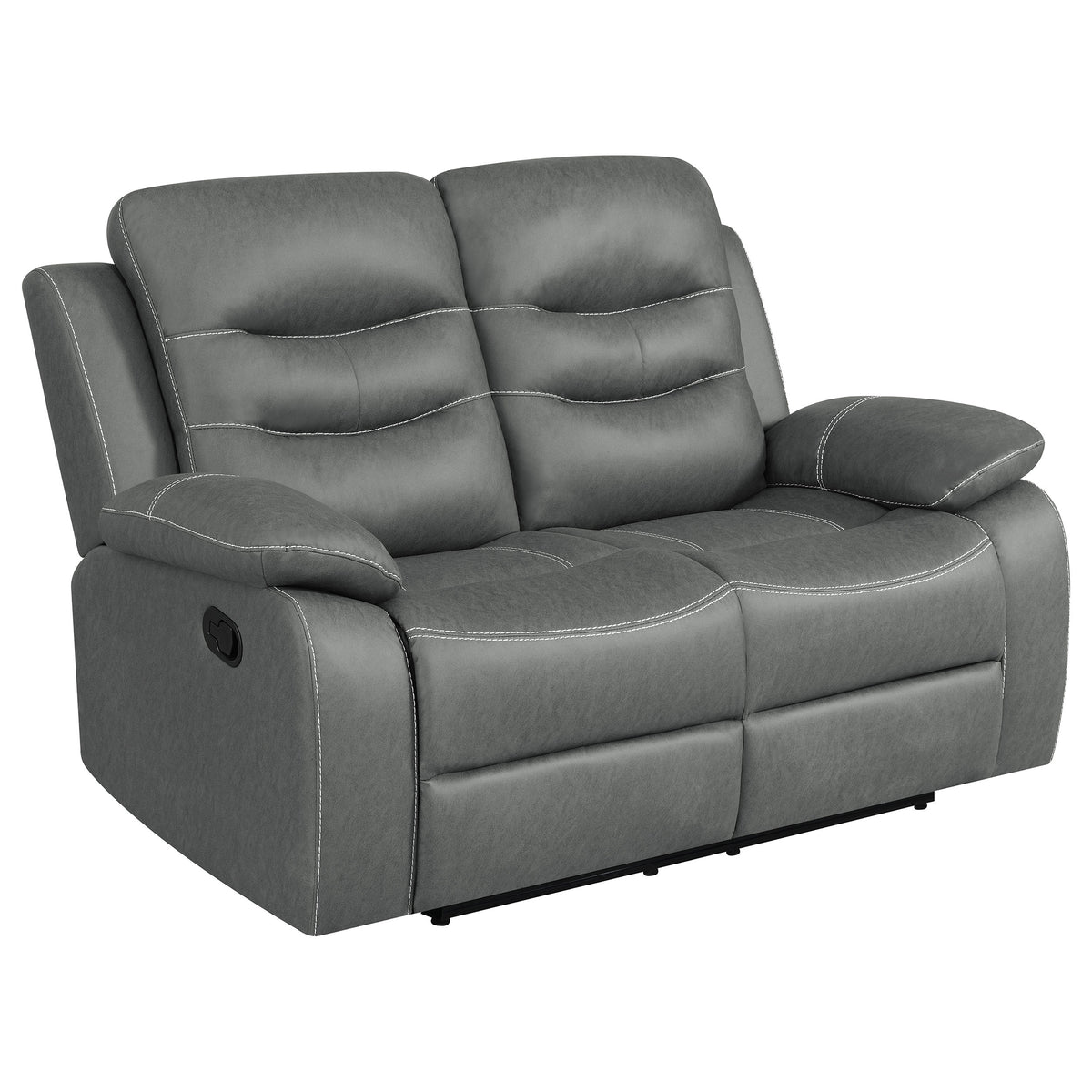 Best Furniture Outlet - Coaster - Nova Upholstered Padded Arm Reclining Loveseat Dark Grey - 602532