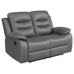 Best Furniture Outlet - Coaster - Nova Upholstered Padded Arm Reclining Loveseat Dark Grey - 602532