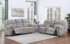 Best Furniture Outlet - Coaster - Gilson 2-piece Chenille Upholstered Reclining Sofa Set Grey - 602551-S2