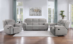 Best Furniture Outlet - Coaster - Gilson 3-piece Chenille Upholstered Reclining Sofa Set Grey - 602551-S3