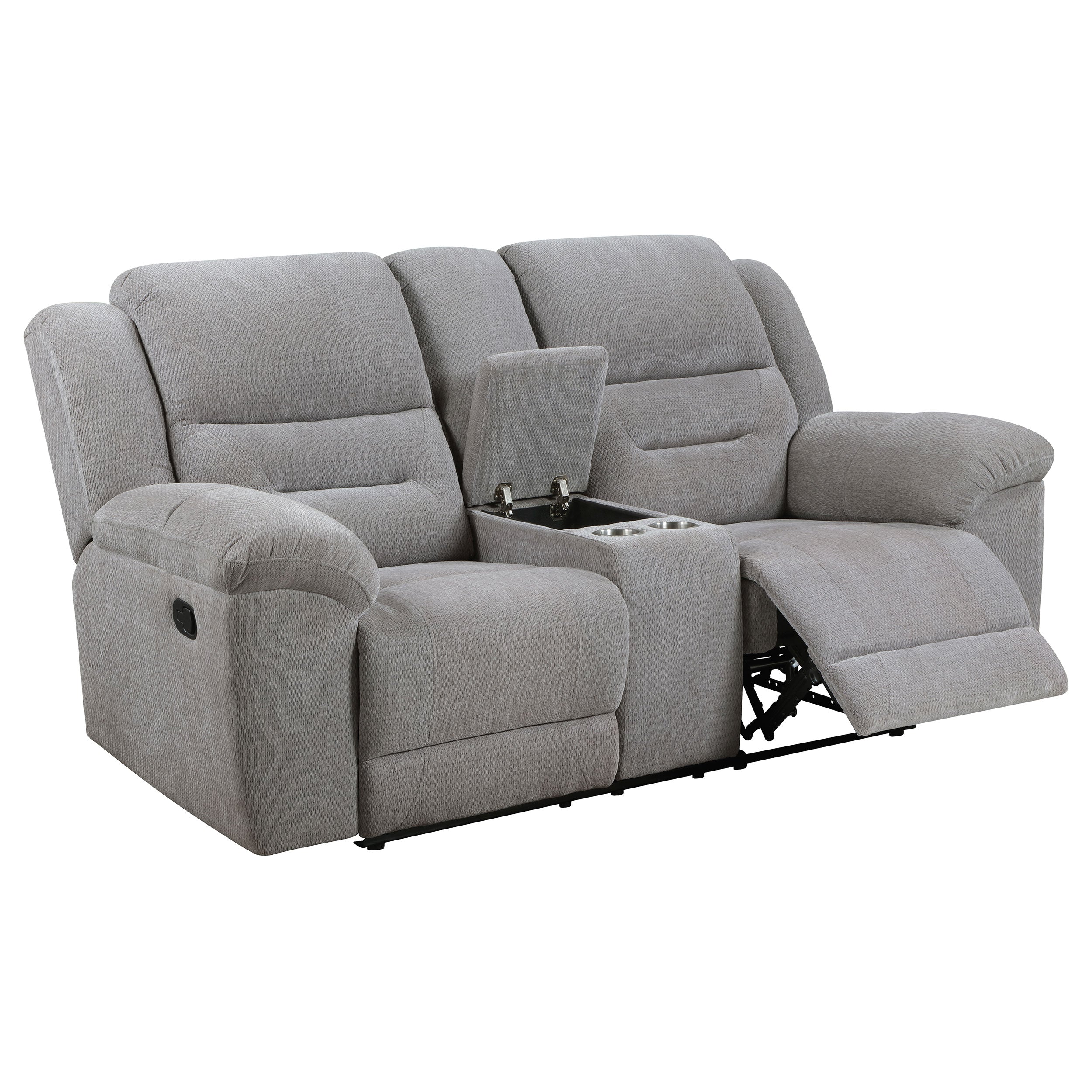 Best Furniture Outlet - Coaster - Gilson Chenille Upholstered Reclining Loveseat Grey - 602552