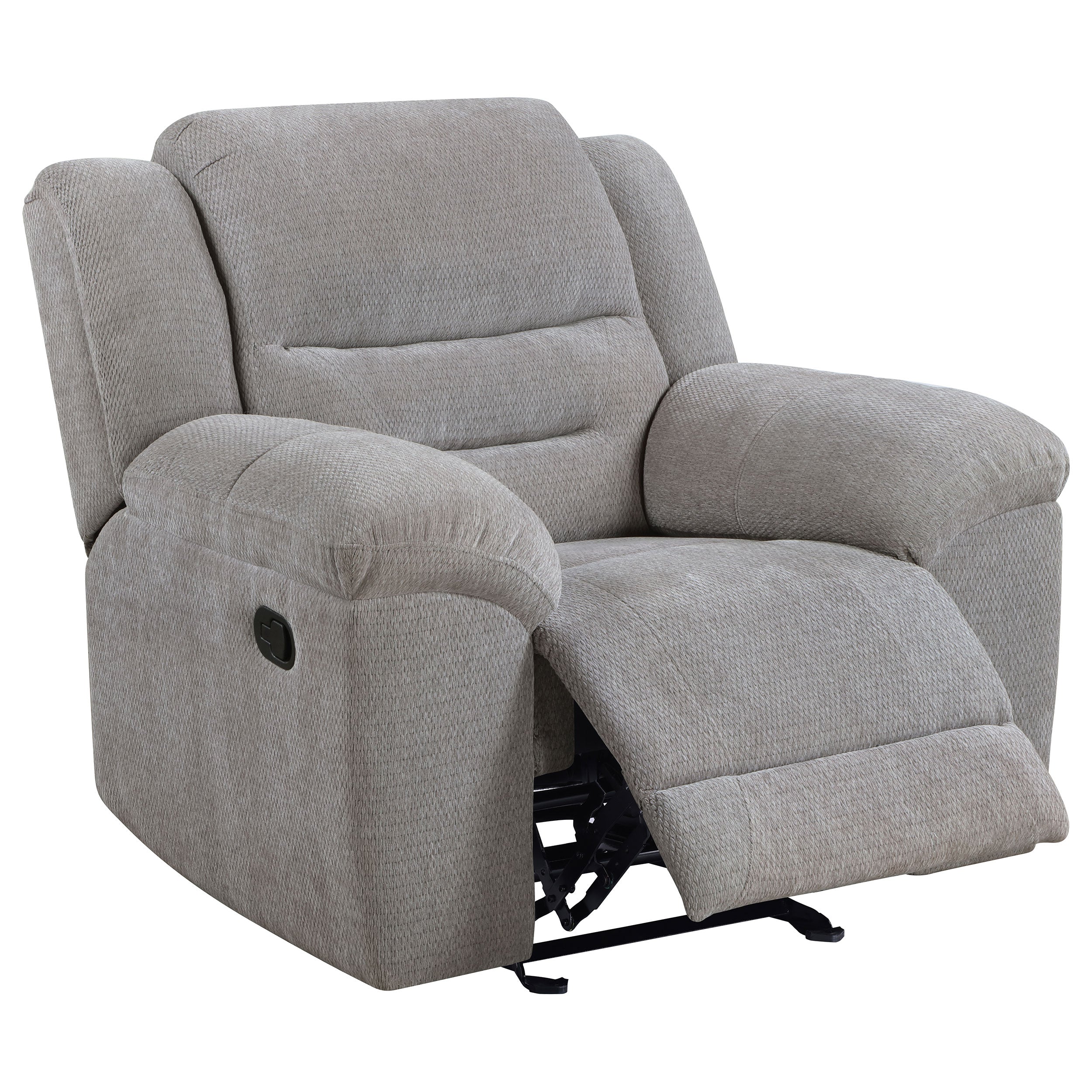 Best Furniture Outlet - Coaster - Gilson Chenille Upholstered Glider Recliner Chair Grey - 602553