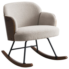 Best Furniture Outlet - Coaster - Paige Boucle Upholstered Mid Back Rocking Chair Beige - 602625