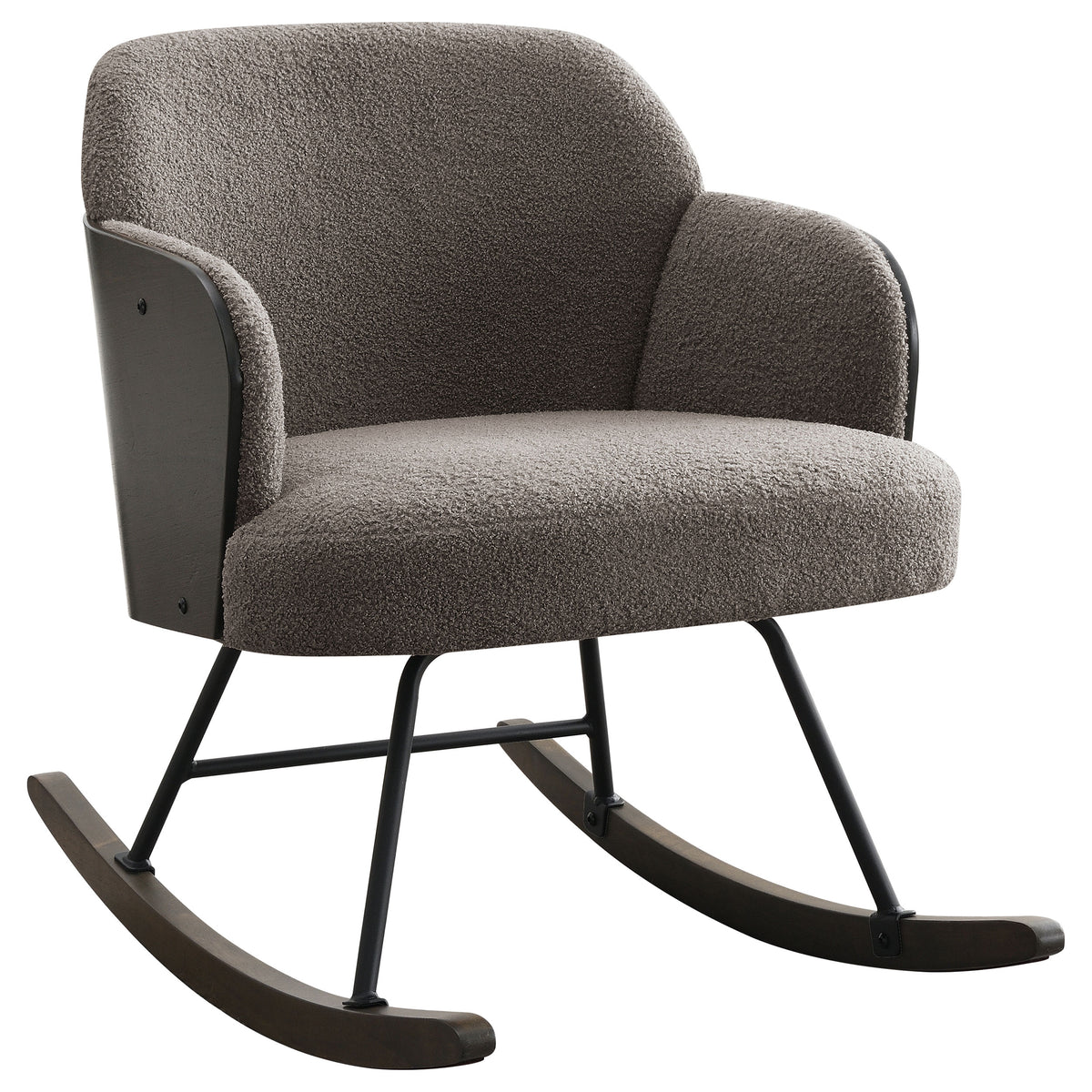 Best Furniture Outlet - Coaster - Paige Boucle Upholstered Mid Back Rocking Chair Taupe - 602626
