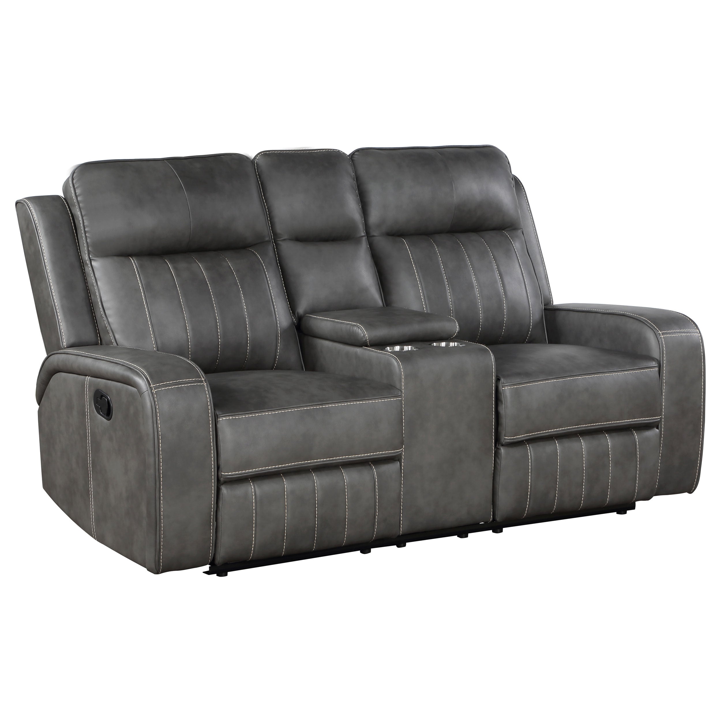 Best Furniture Outlet - Coaster - Raelynn Upholstered Track Arm Motion Loveseat Grey - 603192