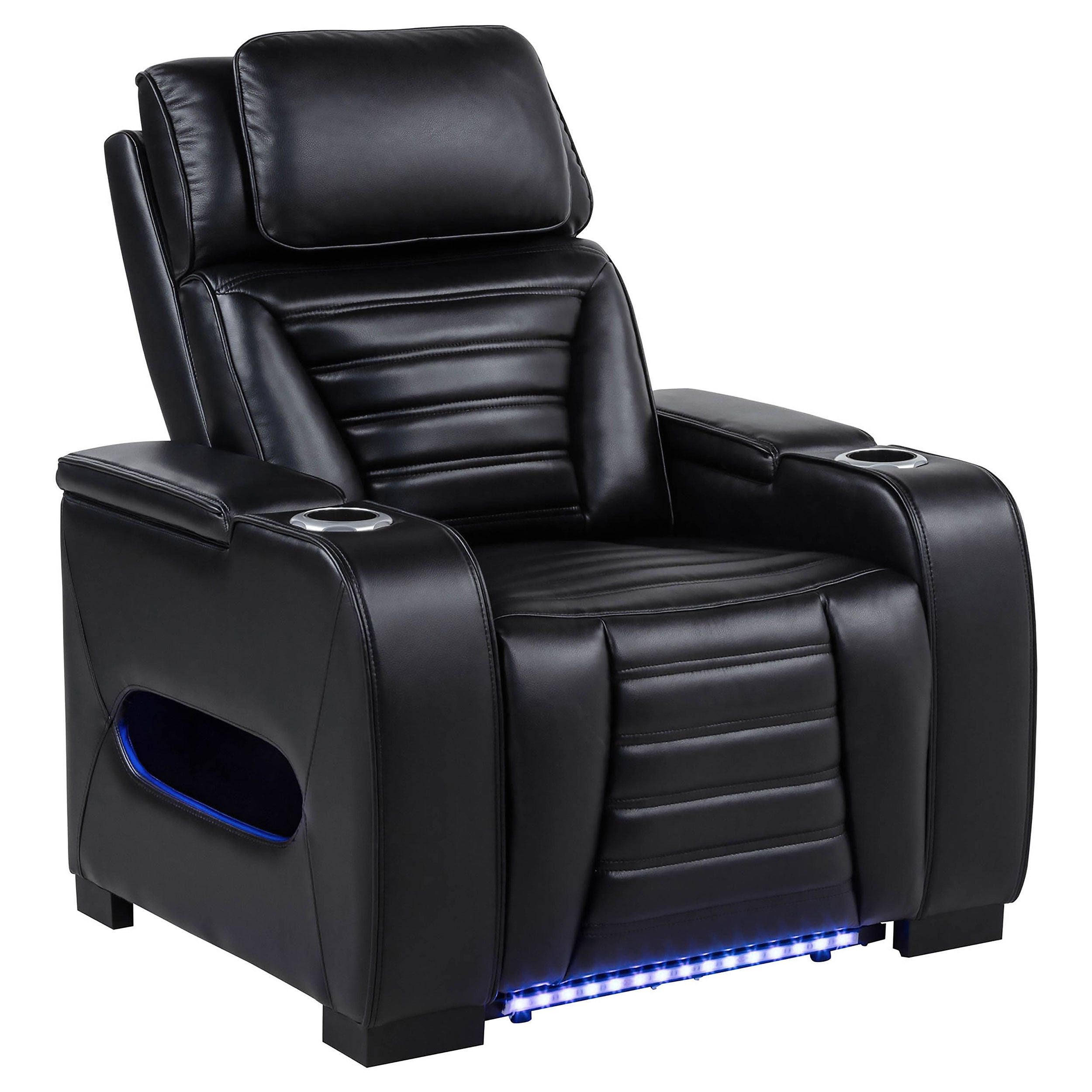 Best Furniture Outlet - Coaster - Zuma Faux Leather Upholstered Dual Power LED Recliner Black - 603253PP