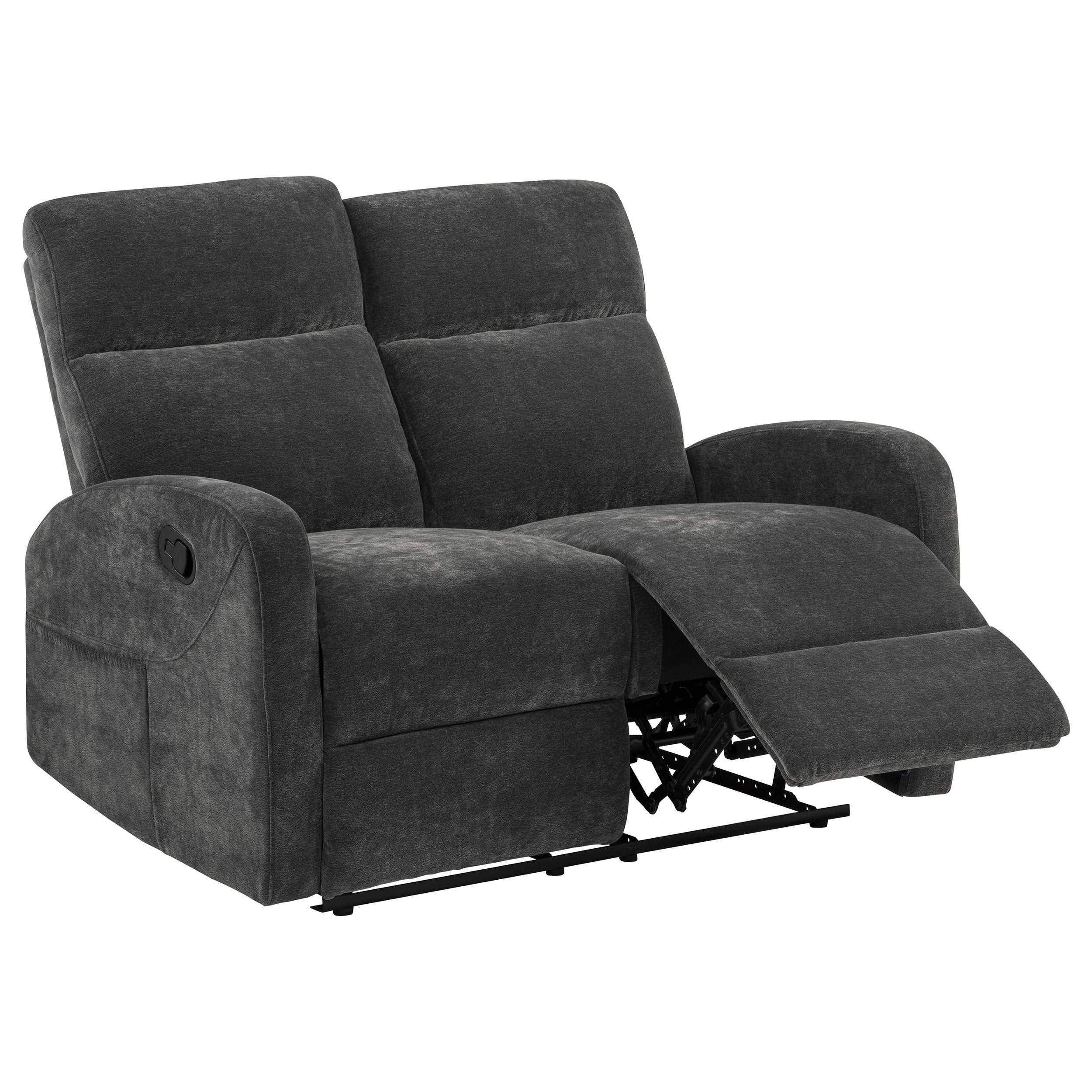 Best Furniture Outlet - Coaster - Hamilton Chenille Manual Reclining Loveseat Charcoal Grey - 603375
