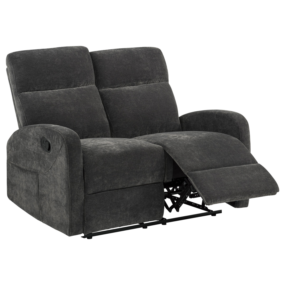 Best Furniture Outlet - Coaster - Hamilton Chenille Manual Reclining Loveseat Charcoal Grey - 603375