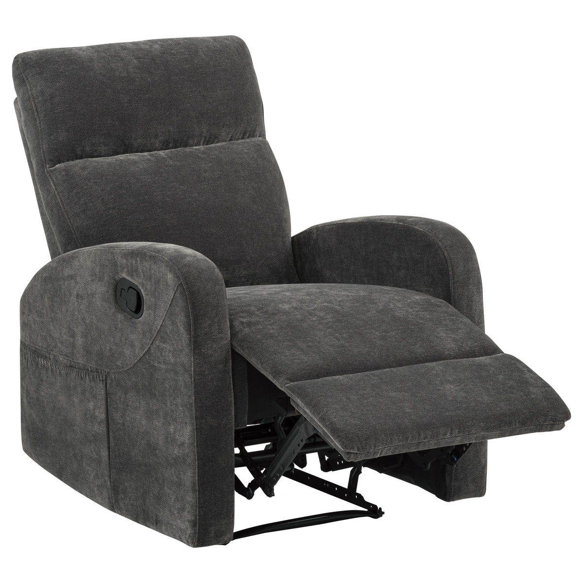 Best Furniture Outlet - Coaster - Hamilton Chenille Manual Recliner Charcoal Grey - 603376