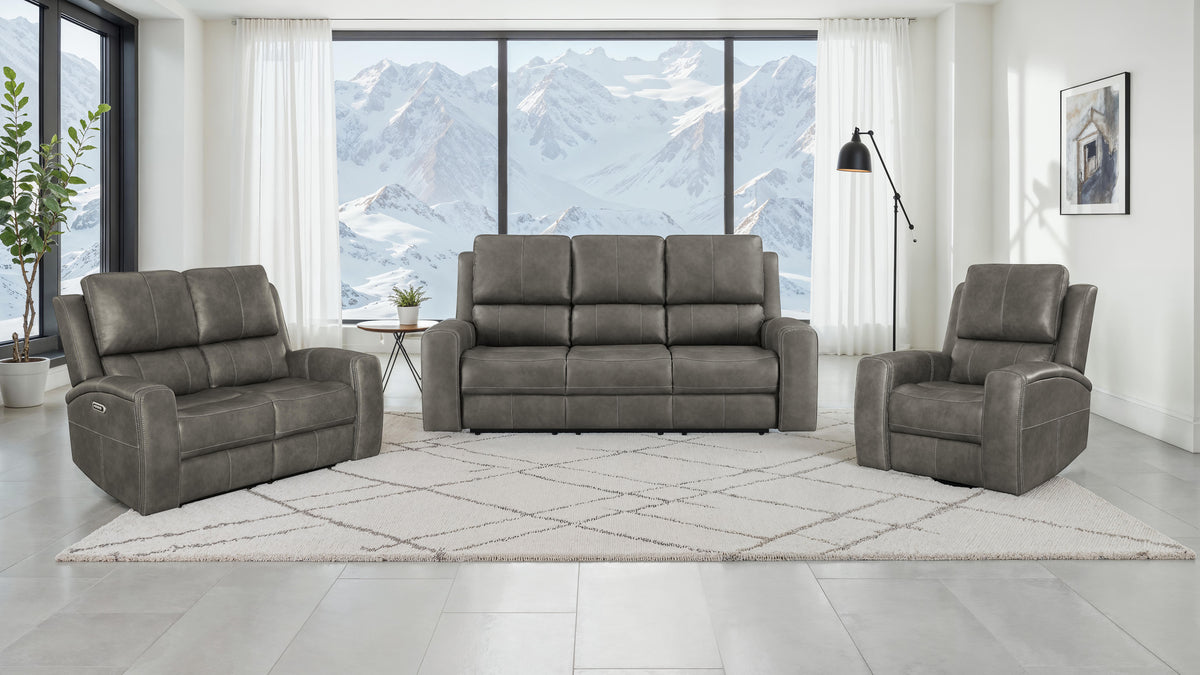 Best Furniture Outlet - Coaster - Brickston 3-piece Triple Power Reclining Sofa Set Charcoal - 603431PPP-S3