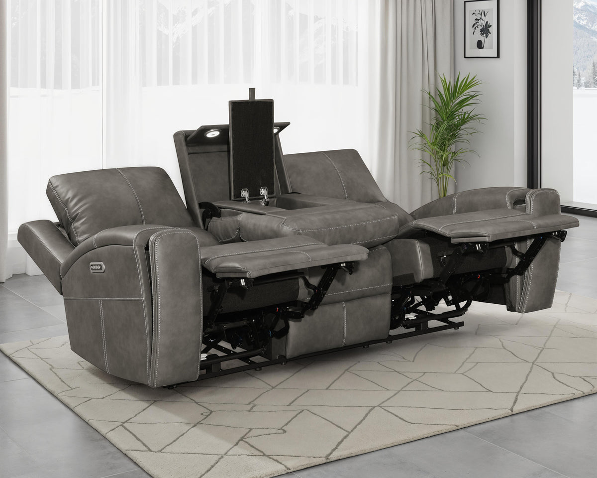 Best Furniture Outlet - Coaster - Brickston Triple Power Reclining Sofa Charcoal - 603431PPP