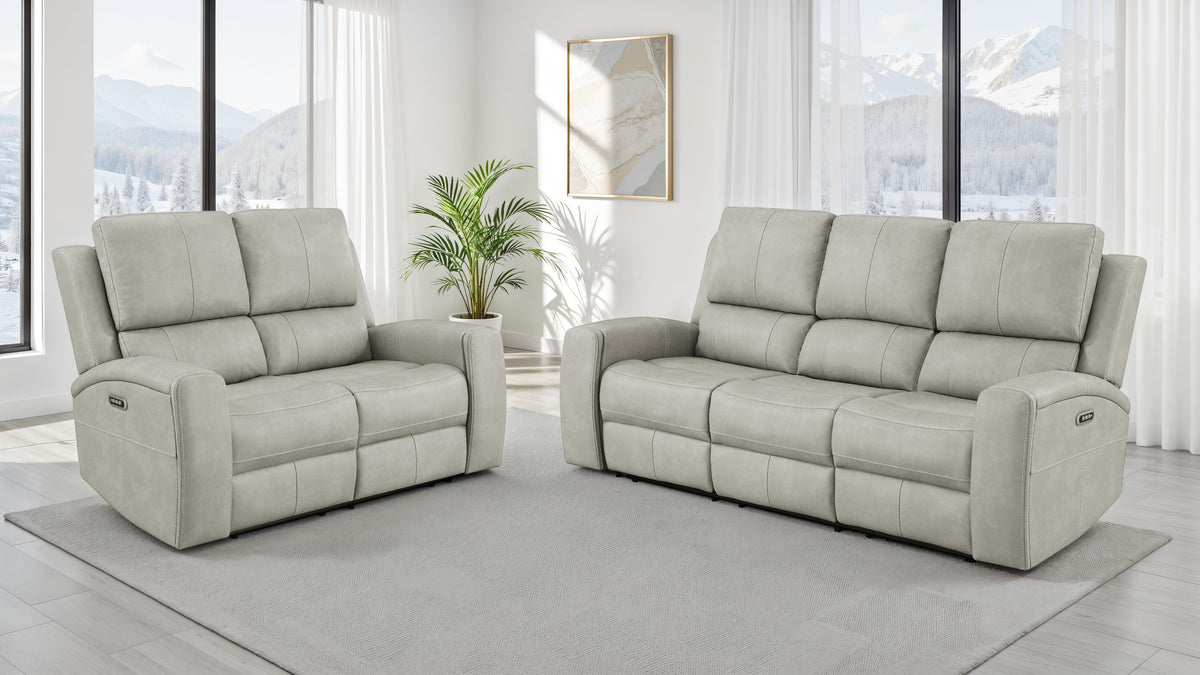 Best Furniture Outlet - Coaster - Brickston 2-piece Triple Power Reclining Sofa Set Grey - 603434PPP-S2