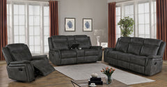 Best Furniture Outlet - Coaster - Lawrence 3-piece Upholstered Reclining Sofa Set Charcoal - 603504-S3