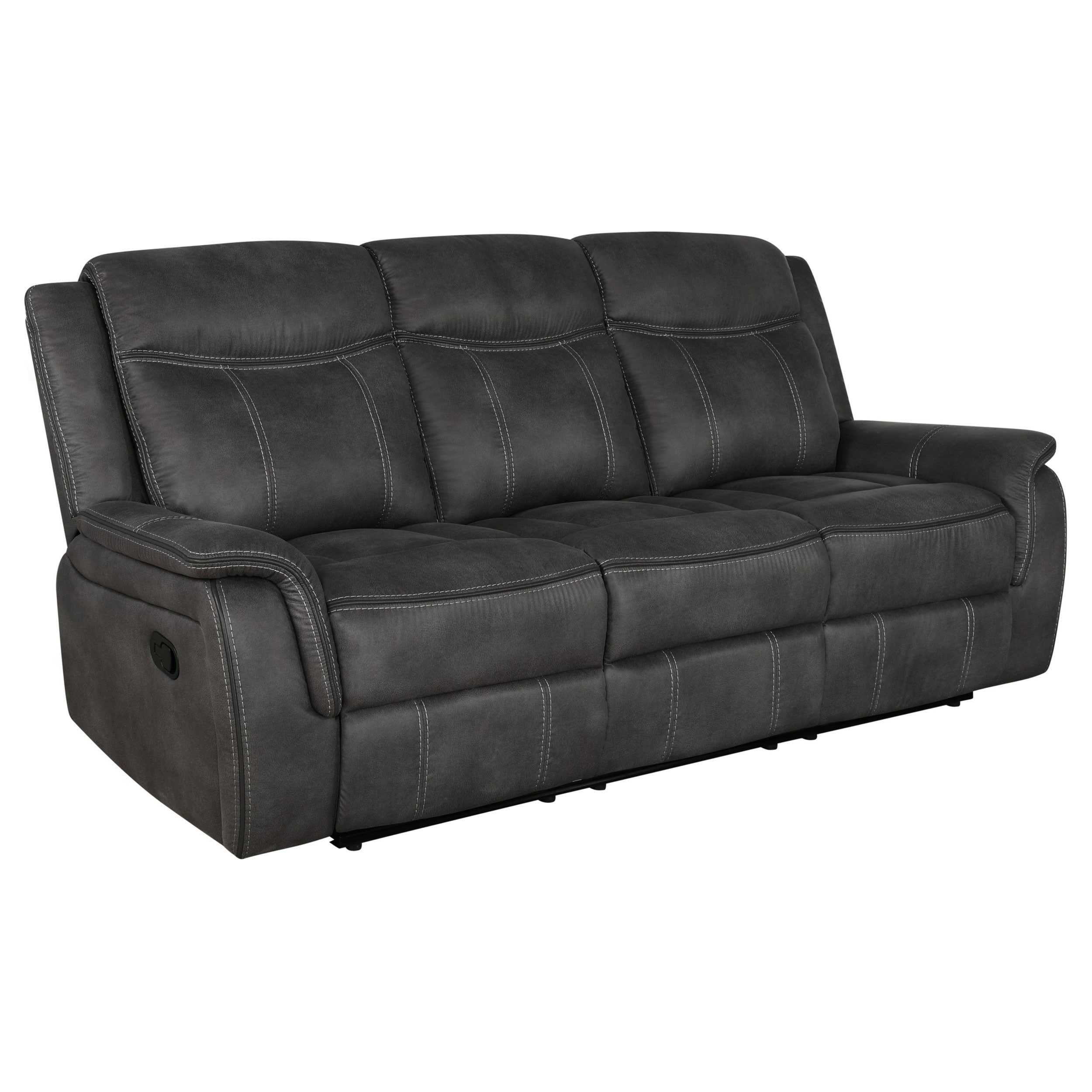 Best Furniture Outlet - Coaster - Lawrence Upholstered Padded Arm Reclining Sofa Charcoal - 603504