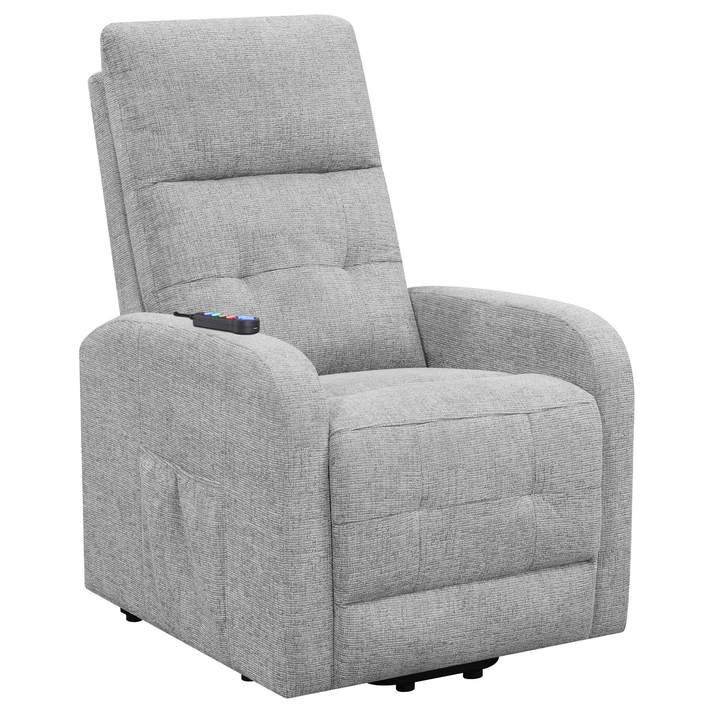 Best Furniture Outlet - Coaster - Howie Upholstered Power Lift Massage Chair Grey - 609402P
