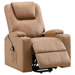 Best Furniture Outlet - Coaster - Armstrong Upholstered Power Lift Massage Recliner Camel - 609476P