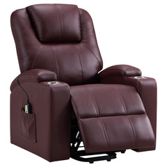 Best Furniture Outlet - Coaster - Armstrong Upholstered Power Lift Massage Recliner Wine - 609479P