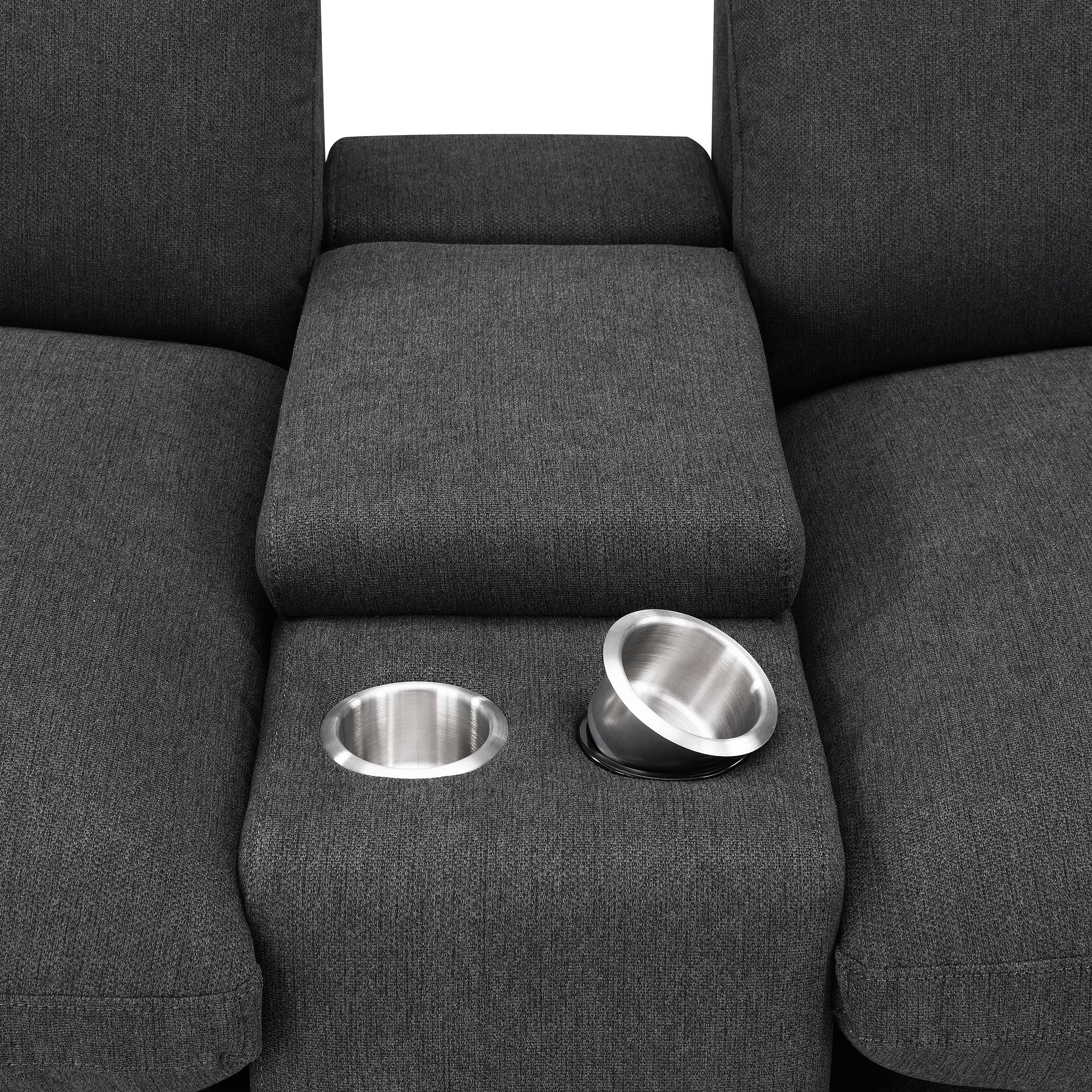 Collins Upholstered Modular Storage Console Dark Grey
