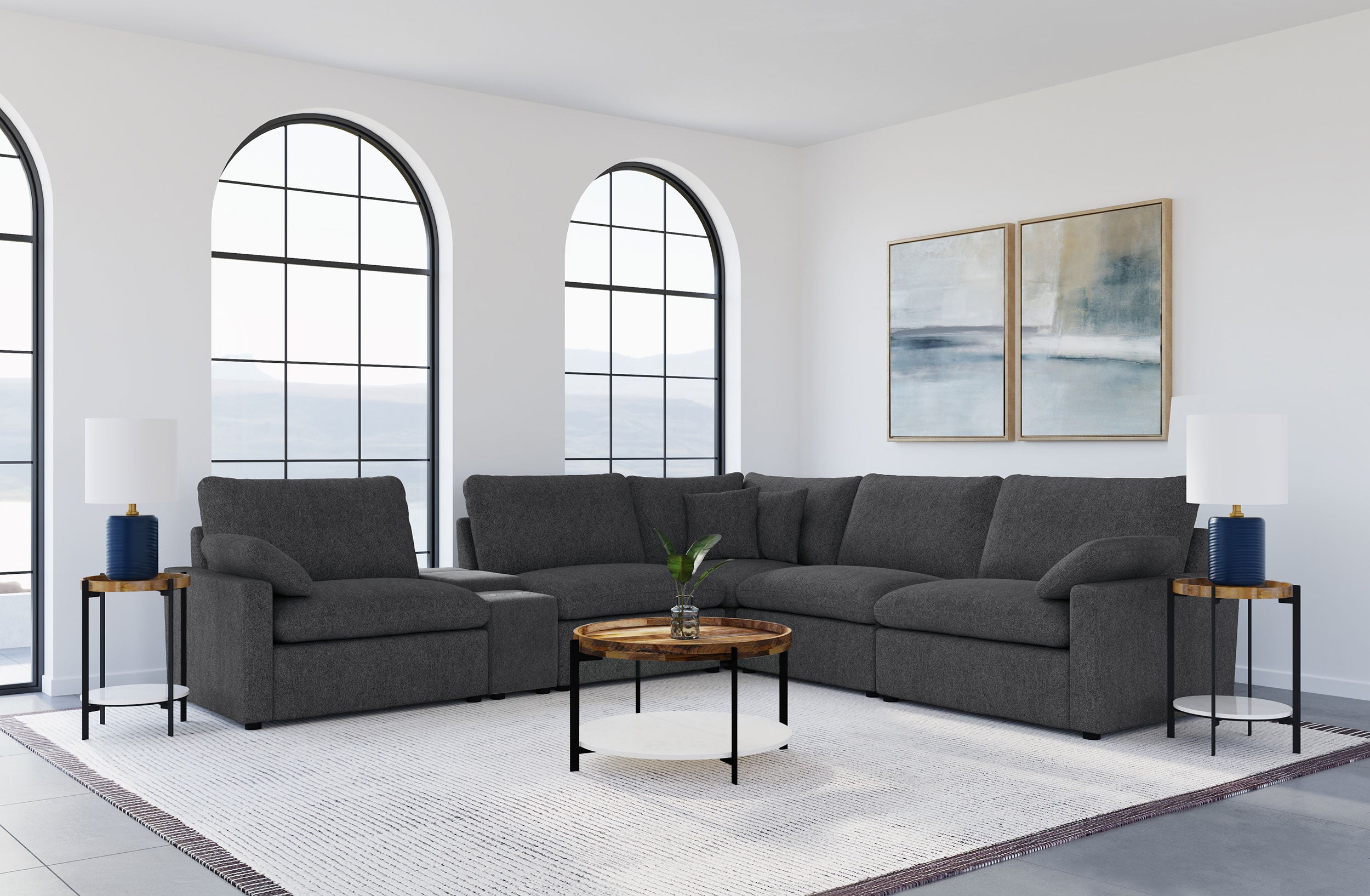 Best Furniture Outlet - Coaster - Collins 6-piece Modular Power Reclining Sectional Dark Grey - 609530P-SET