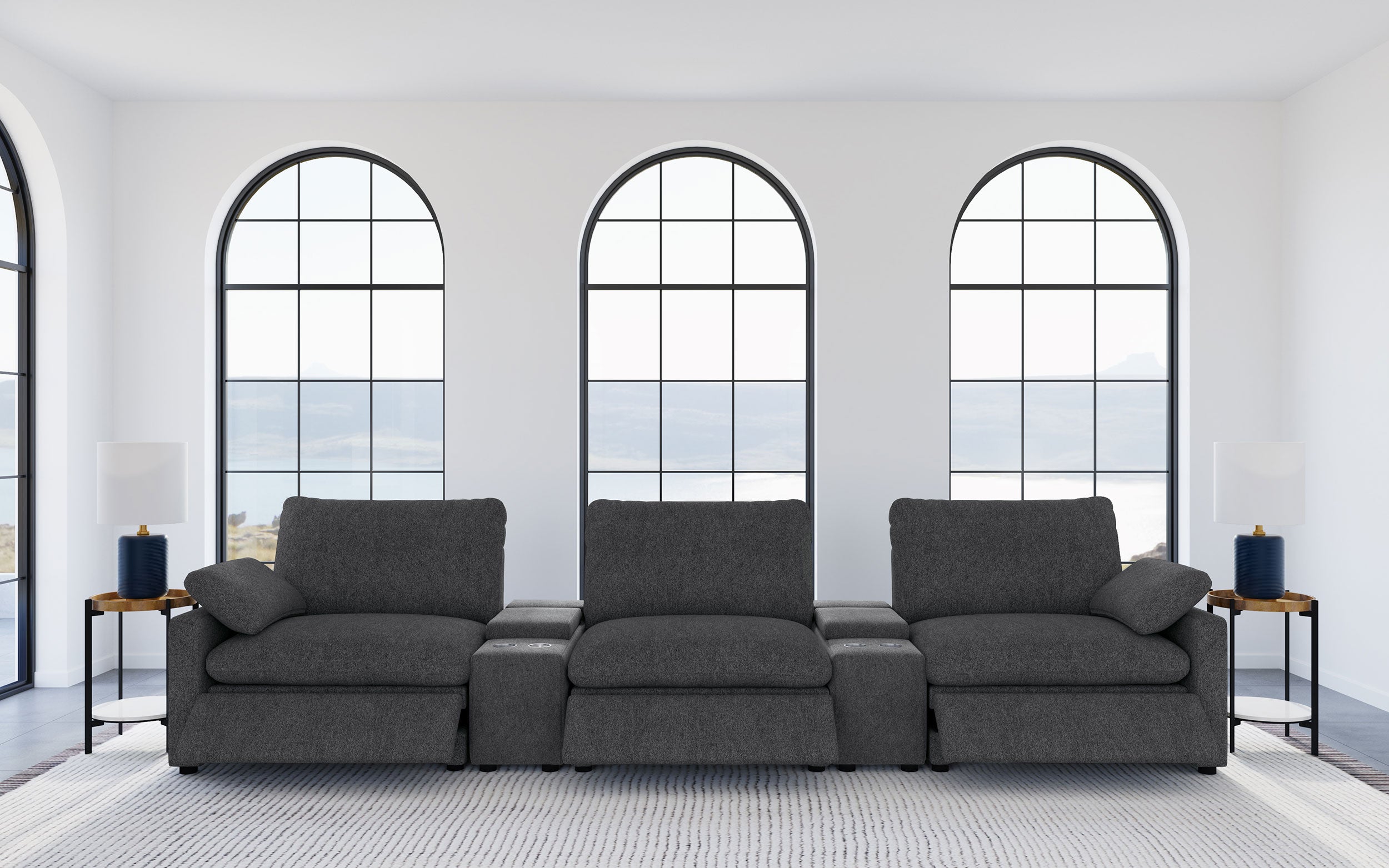 Collins 5-piece Power Reclining Home Theater Seating Dark Grey