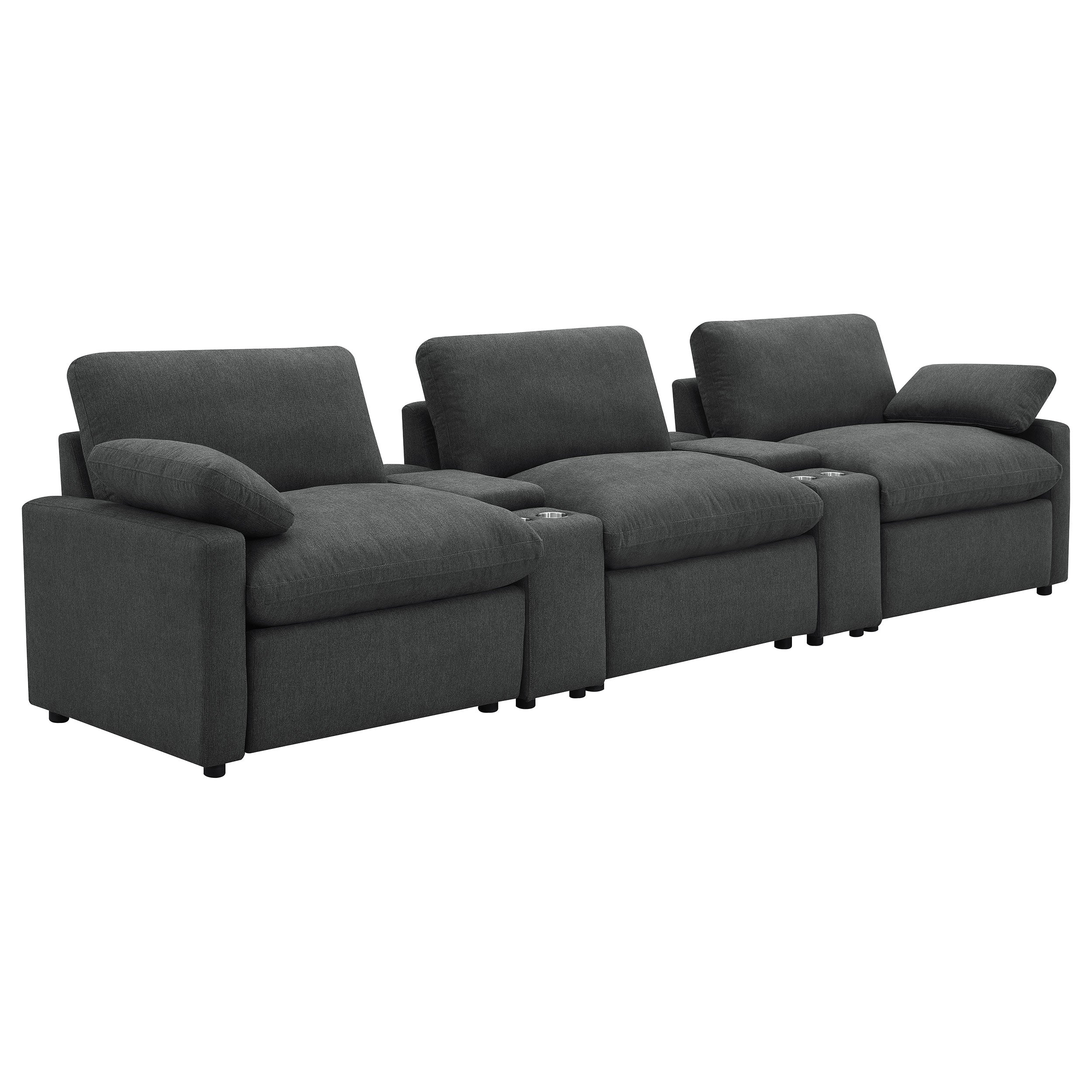 Best Furniture Outlet - Coaster - Collins 5-piece Power Reclining Home Theater Seating Dark Grey - 609531PT