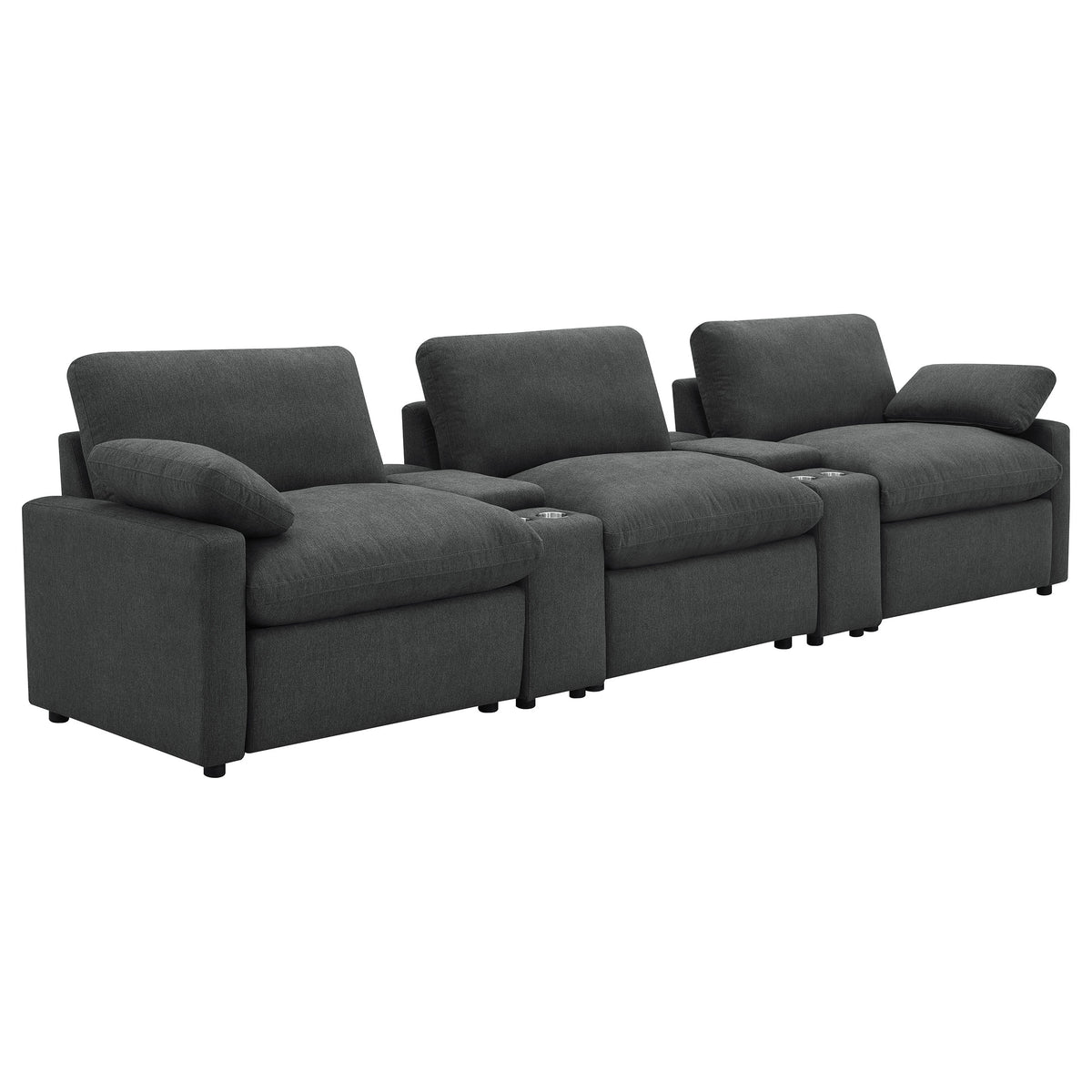 Best Furniture Outlet - Coaster - Collins 5-piece Power Reclining Home Theater Seating Dark Grey - 609531PT