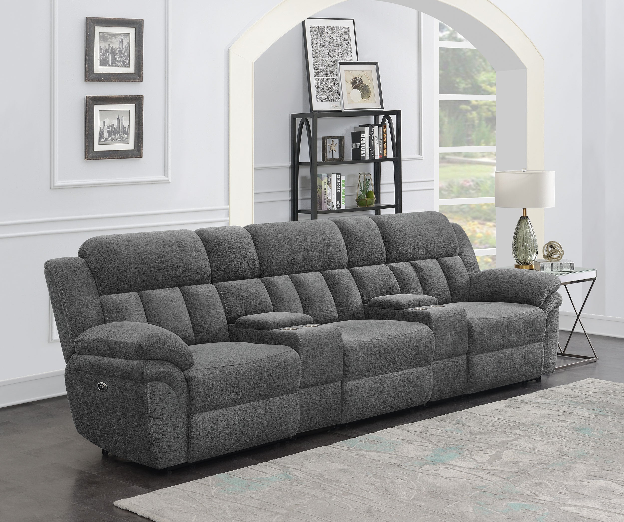 Best Furniture Outlet - Coaster - Bahrain 5-piece Power Home Theater Seating Charcoal - 609541PT