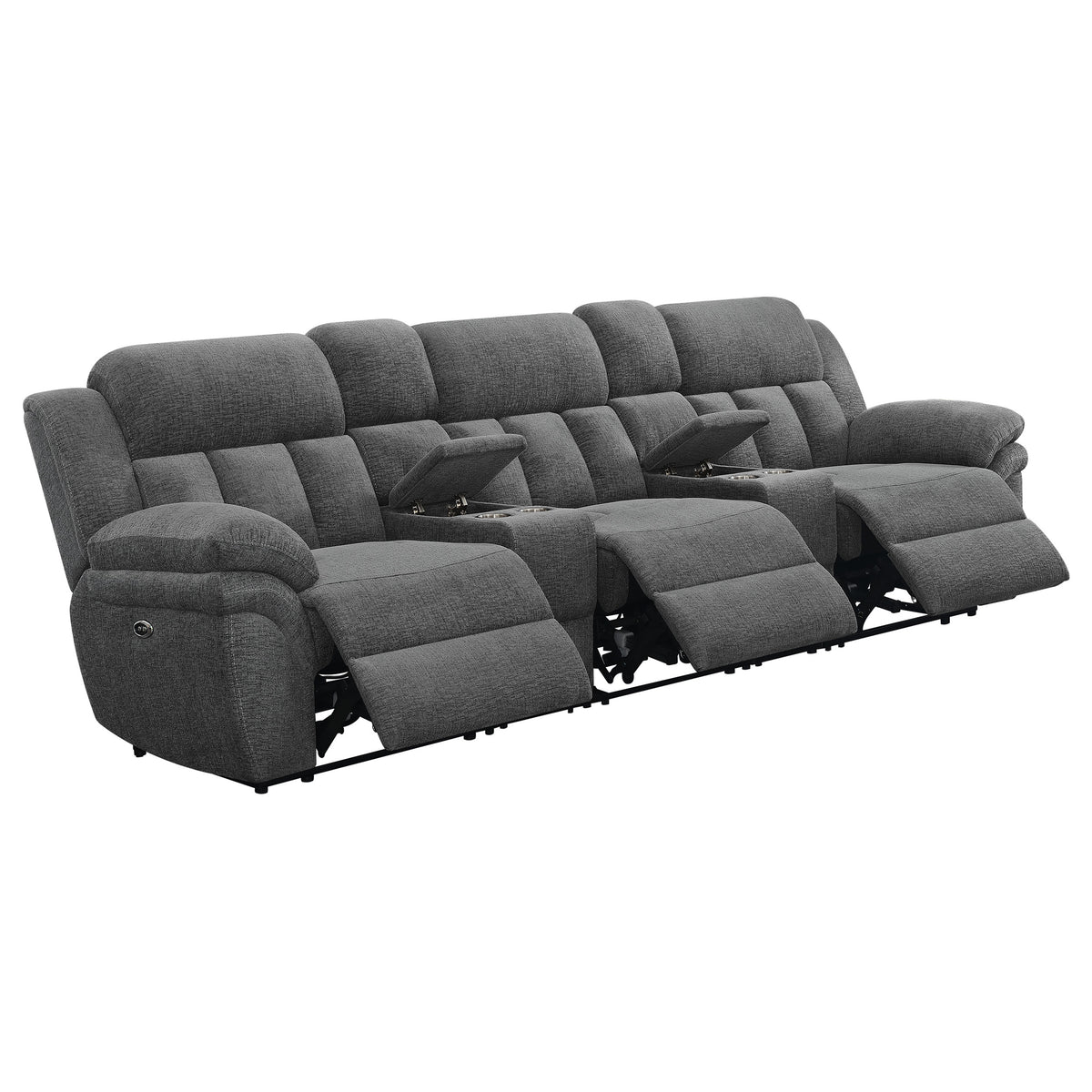 Best Furniture Outlet - Coaster - Bahrain 5-piece Power Home Theater Seating Charcoal - 609541PT