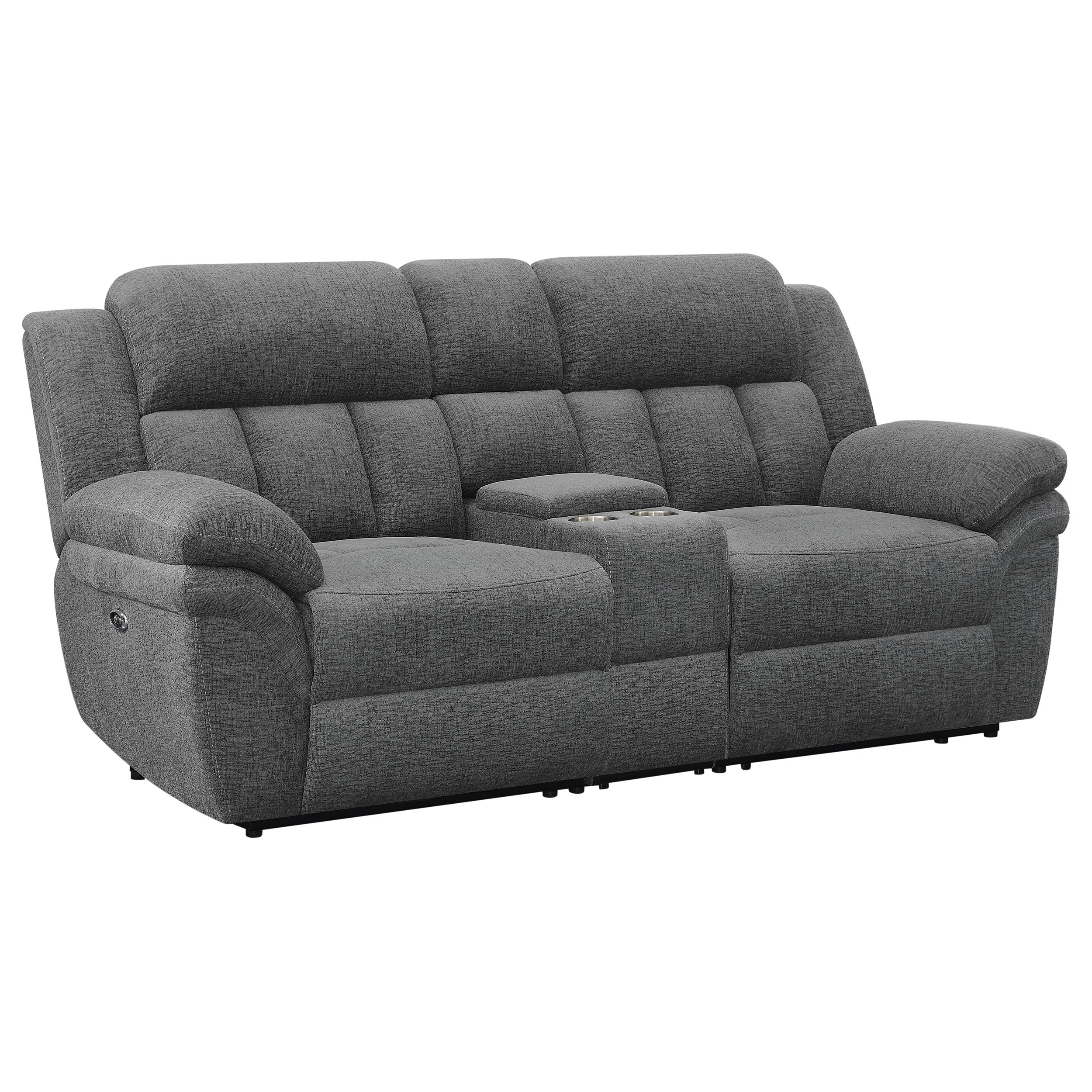 Best Furniture Outlet - Coaster - Bahrain Upholstered Power Loveseat Charcoal - 609542P