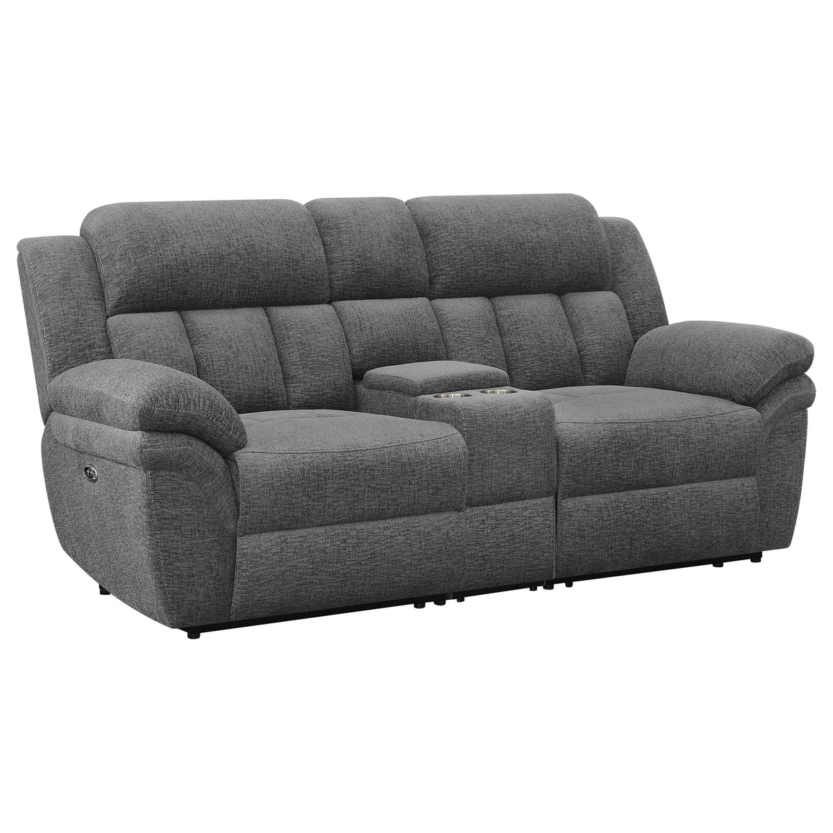 Best Furniture Outlet - Coaster - Bahrain Upholstered Power Loveseat Charcoal - 609542P