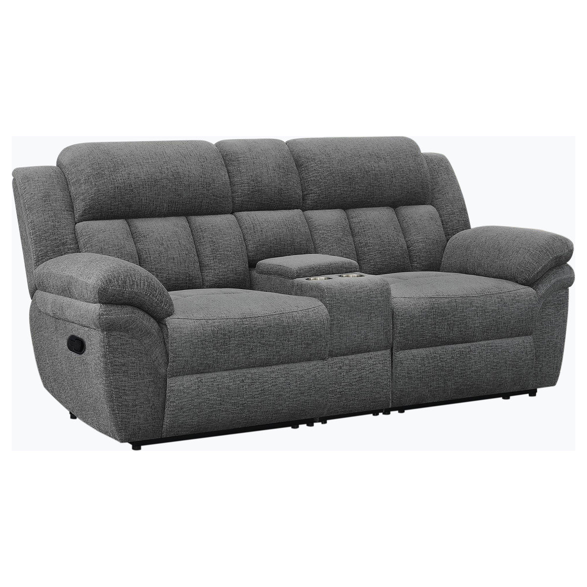 Best Furniture Outlet - Coaster - Bahrain Upholstered Motion Loveseat Charcoal - 609542