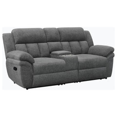 Best Furniture Outlet - Coaster - Bahrain Upholstered Motion Loveseat Charcoal - 609542