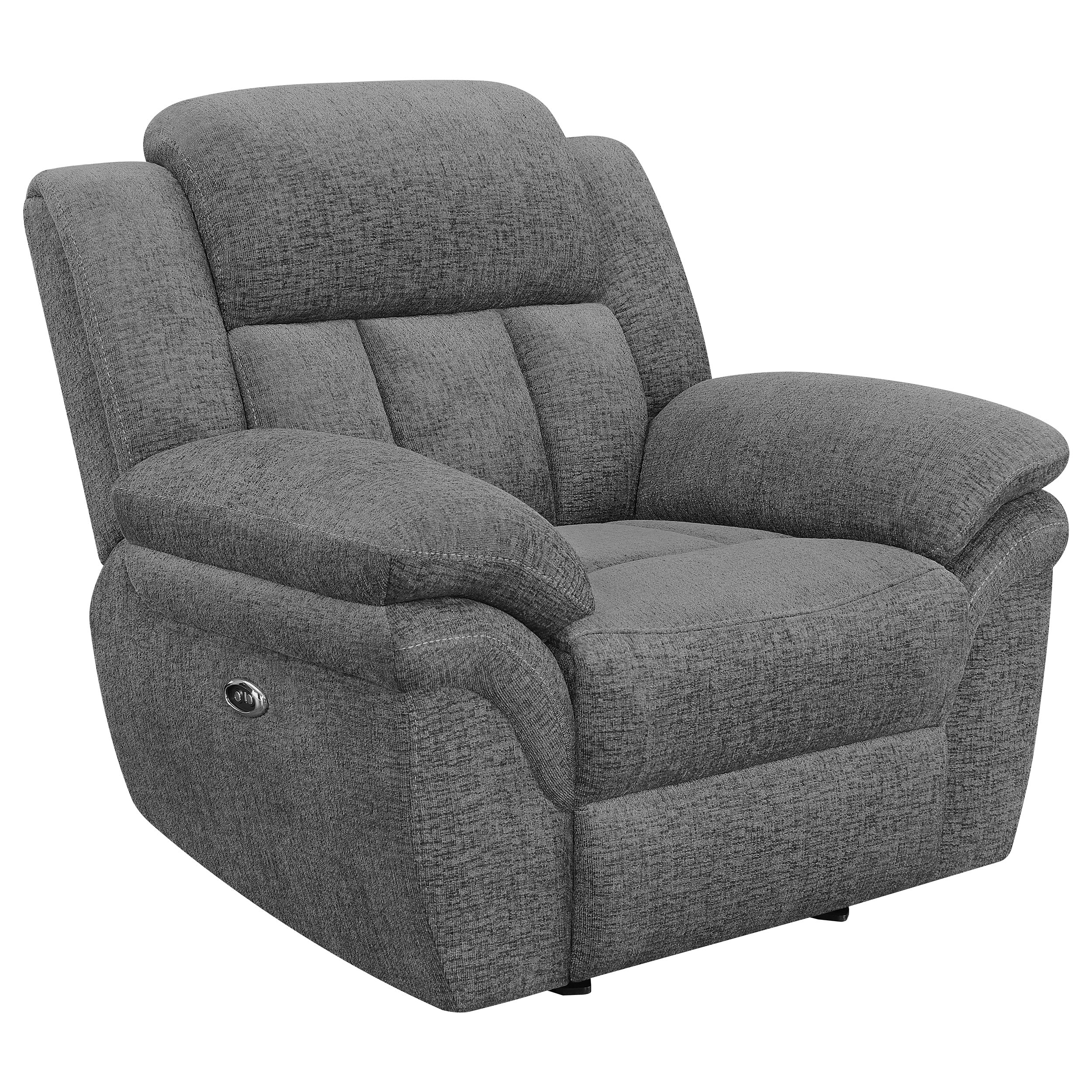 Best Furniture Outlet - Coaster - Bahrain Upholstered Power Glider Recliner Charcoal - 609543P