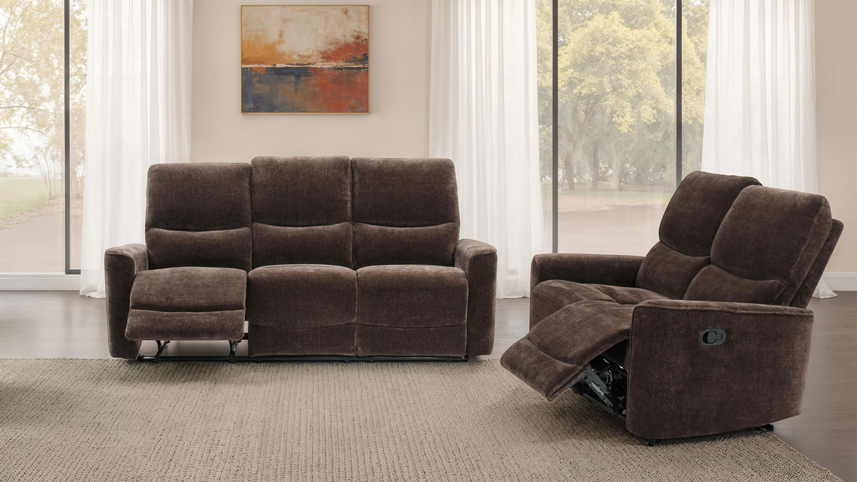 Best Furniture Outlet - Coaster - Navarro 2-piece Upholstered Reclining Sofa Set Dark Brown - 609571-S2