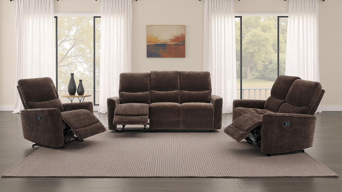 Best Furniture Outlet - Coaster - Navarro 3-piece Upholstered Reclining Sofa Set Dark Brown - 609571-S3