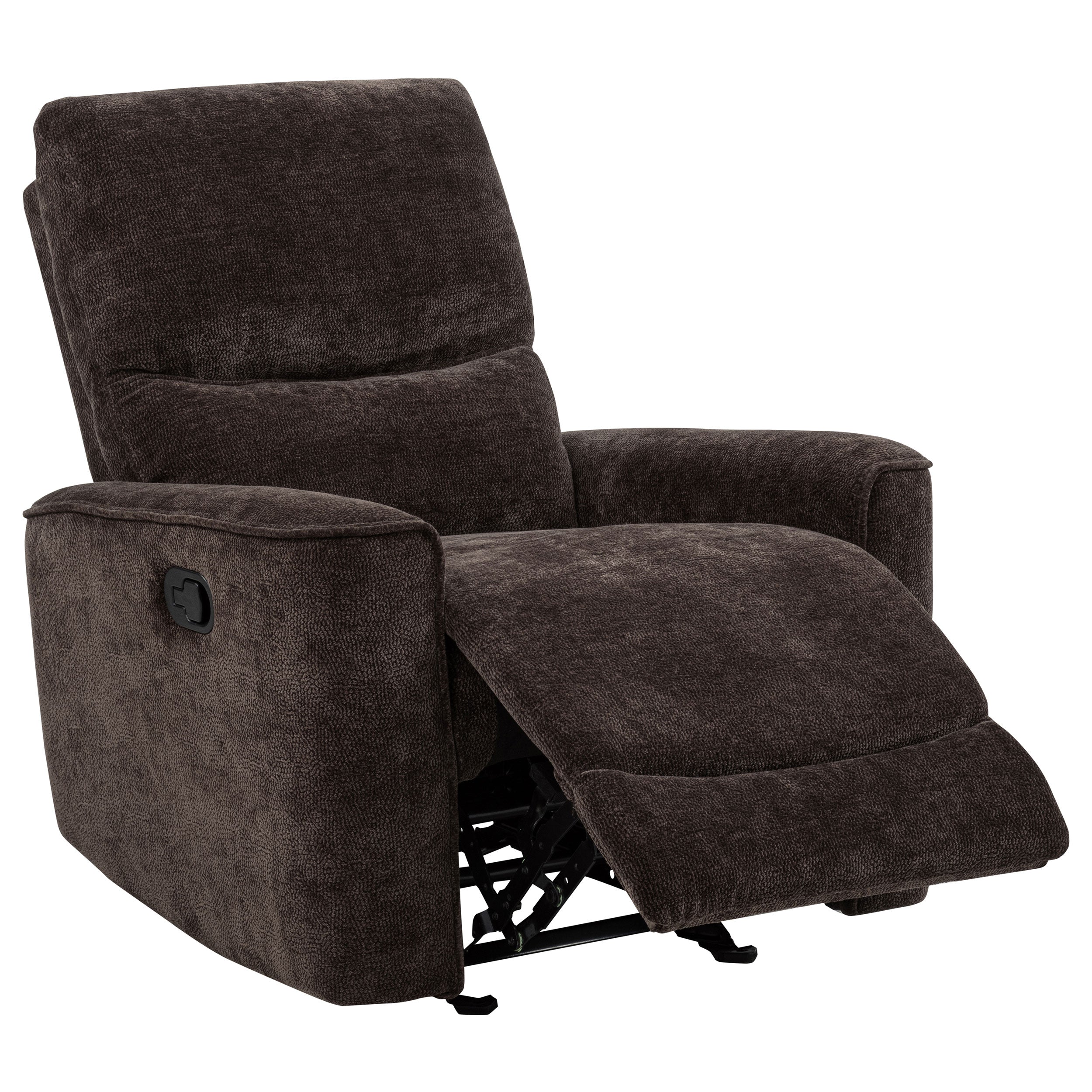 Best Furniture Outlet - Coaster - Navarro Chenille Upholstered Glider Recliner Dark Brown - 609573