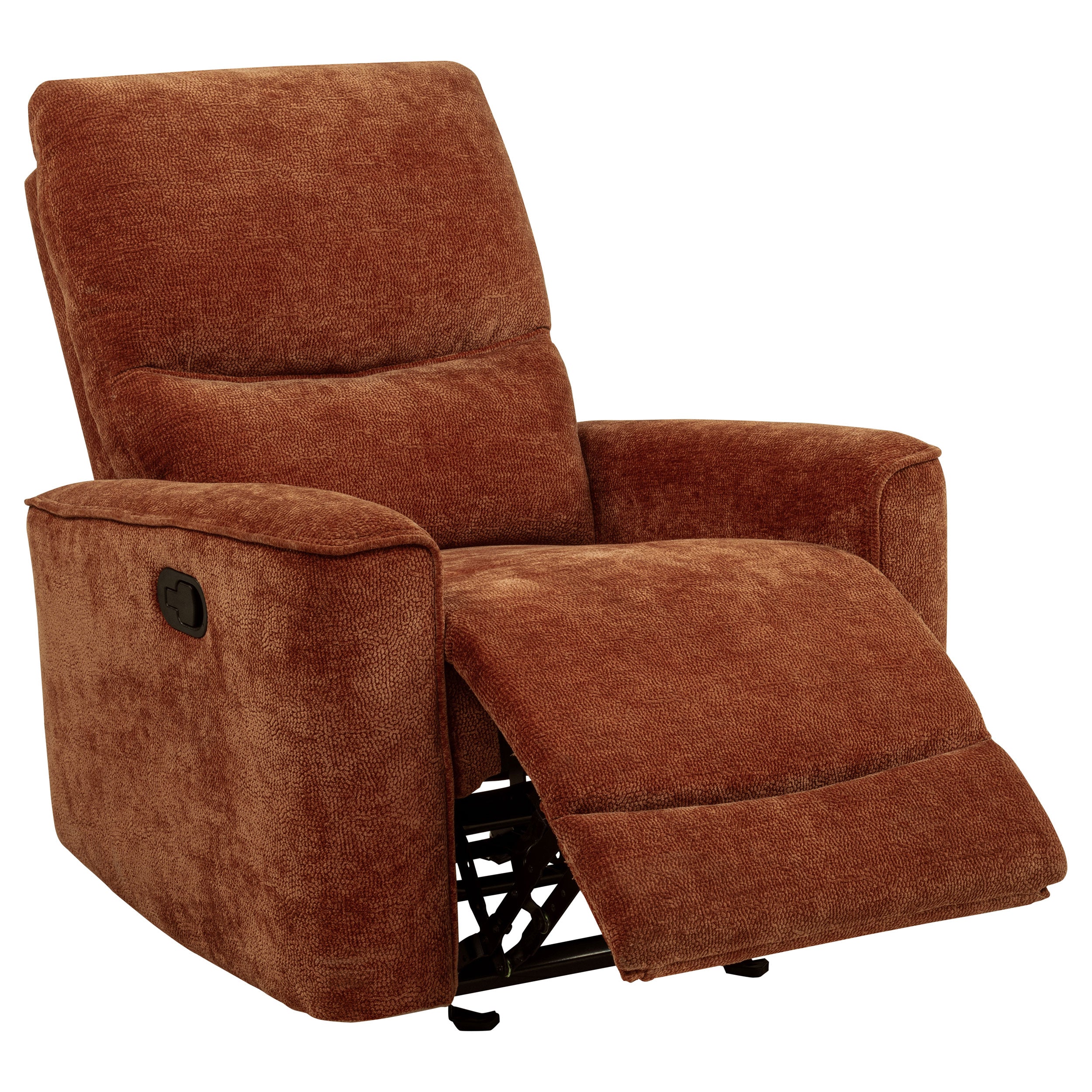 Best Furniture Outlet - Coaster - Navarro Chenille Upholstered Glider Recliner Burnt Orange - 609576