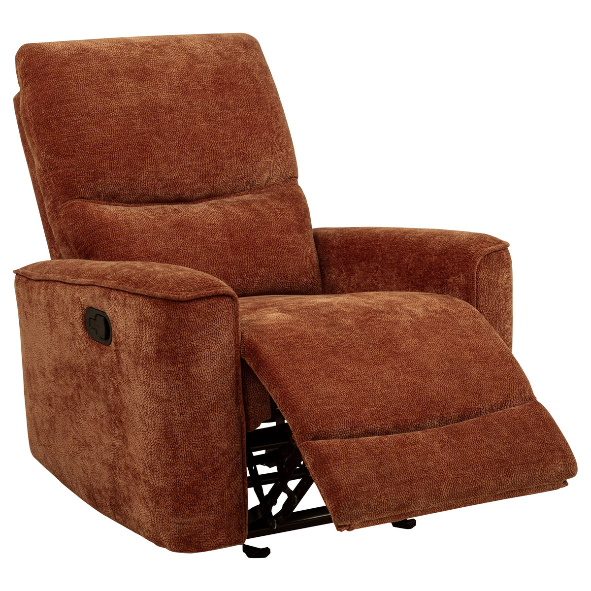 Best Furniture Outlet - Coaster - Navarro Chenille Upholstered Glider Recliner Burnt Orange - 609576