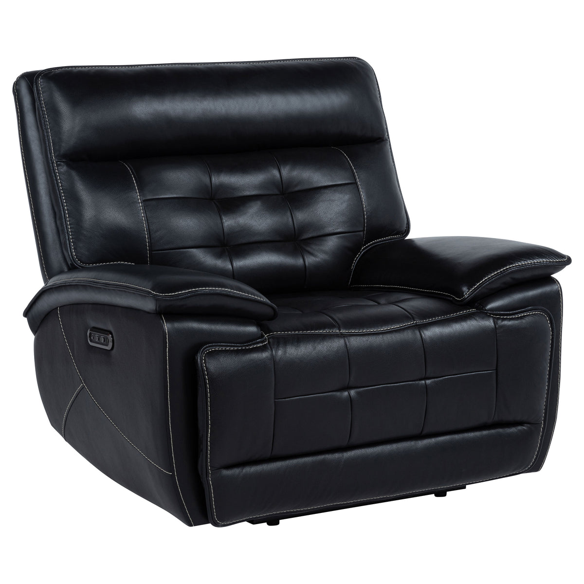 Best Furniture Outlet - Coaster - Hewitt Leather Upholstered Dual Power Recliner Chair Black - 609613PP