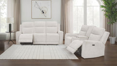 Best Furniture Outlet - Coaster - Kennett 2-piece Chenille Power Reclining Sofa Set Ivory - 610151P-S2