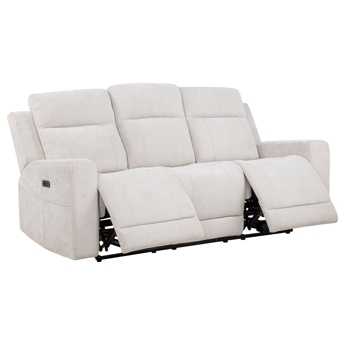 Best Furniture Outlet - Coaster - Kennett Chenille Upholstered Power Reclining Sofa Ivory - 610151P