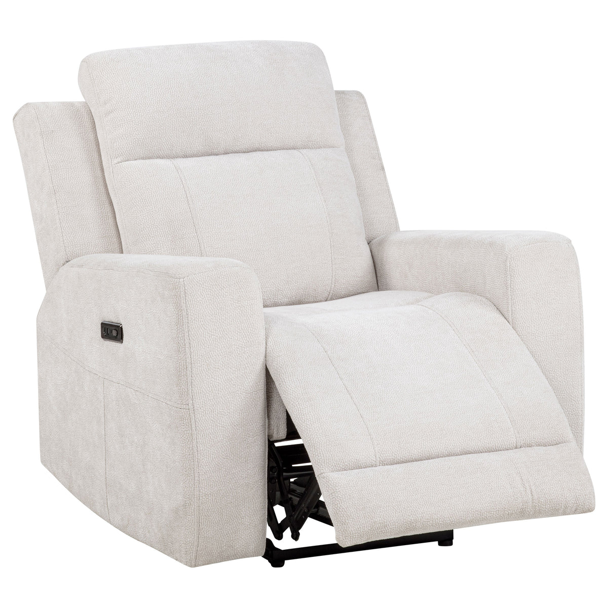 Best Furniture Outlet - Coaster - Kennett Chenille Upholstered Power Recliner Chair Ivory - 610153P