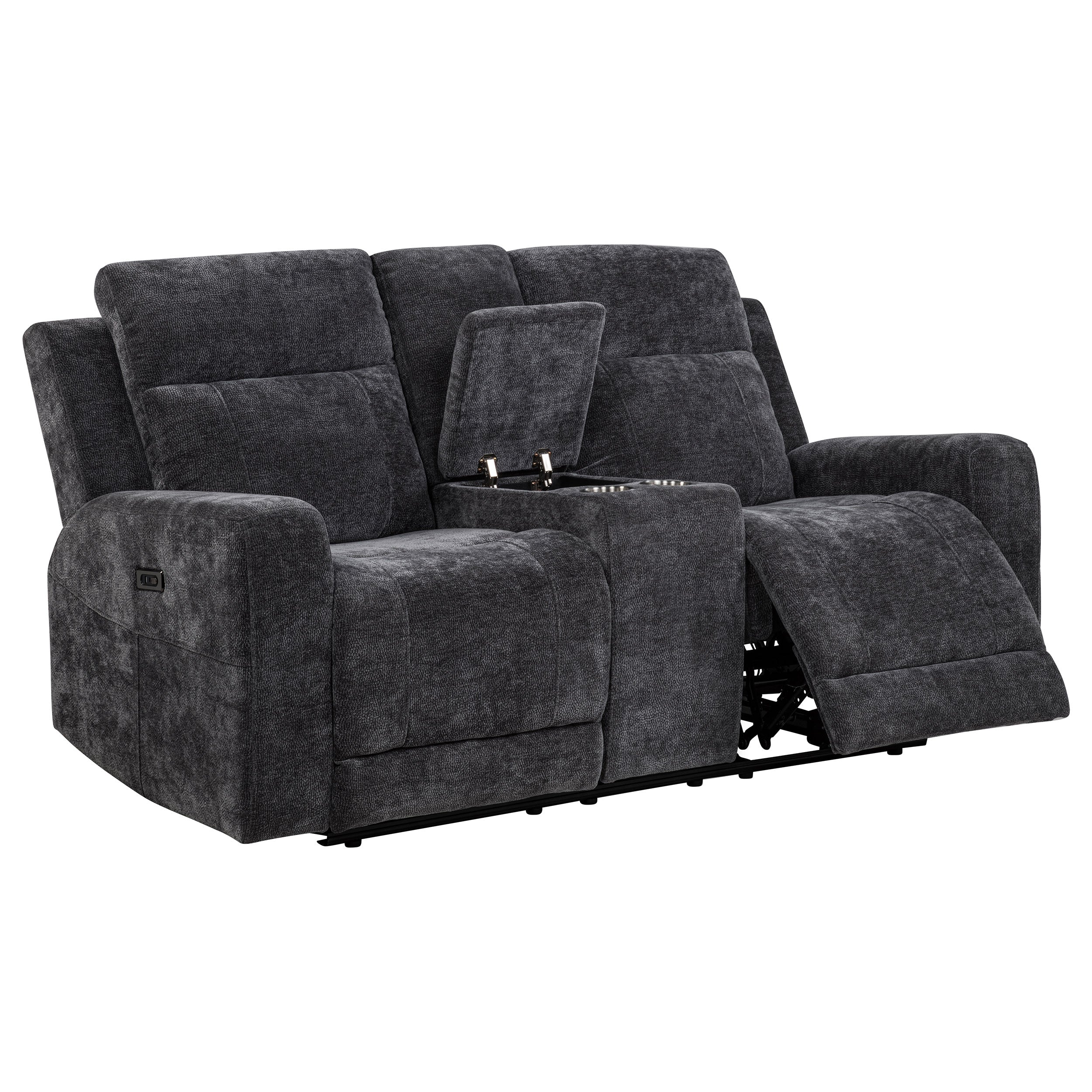 Best Furniture Outlet - Coaster - Kennett Chenille Upholstered Power Reclining Loveseat Grey - 610155P