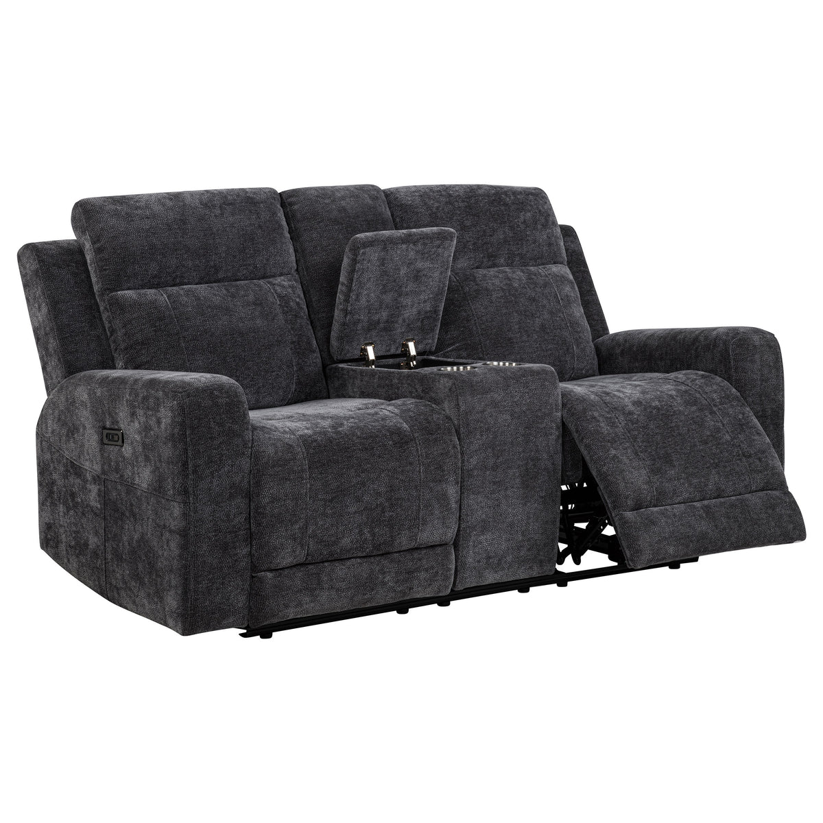 Best Furniture Outlet - Coaster - Kennett Chenille Upholstered Power Reclining Loveseat Grey - 610155P