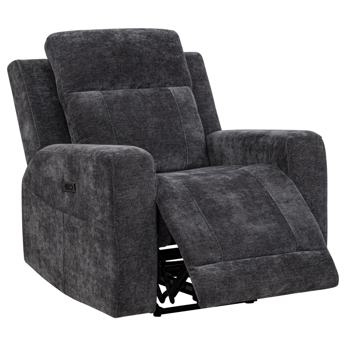 Best Furniture Outlet - Coaster - Kennett Chenille Upholstered Power Recliner Chair Dark Grey - 610156P