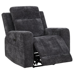 Best Furniture Outlet - Coaster - Kennett Chenille Upholstered Power Recliner Chair Dark Grey - 610156P