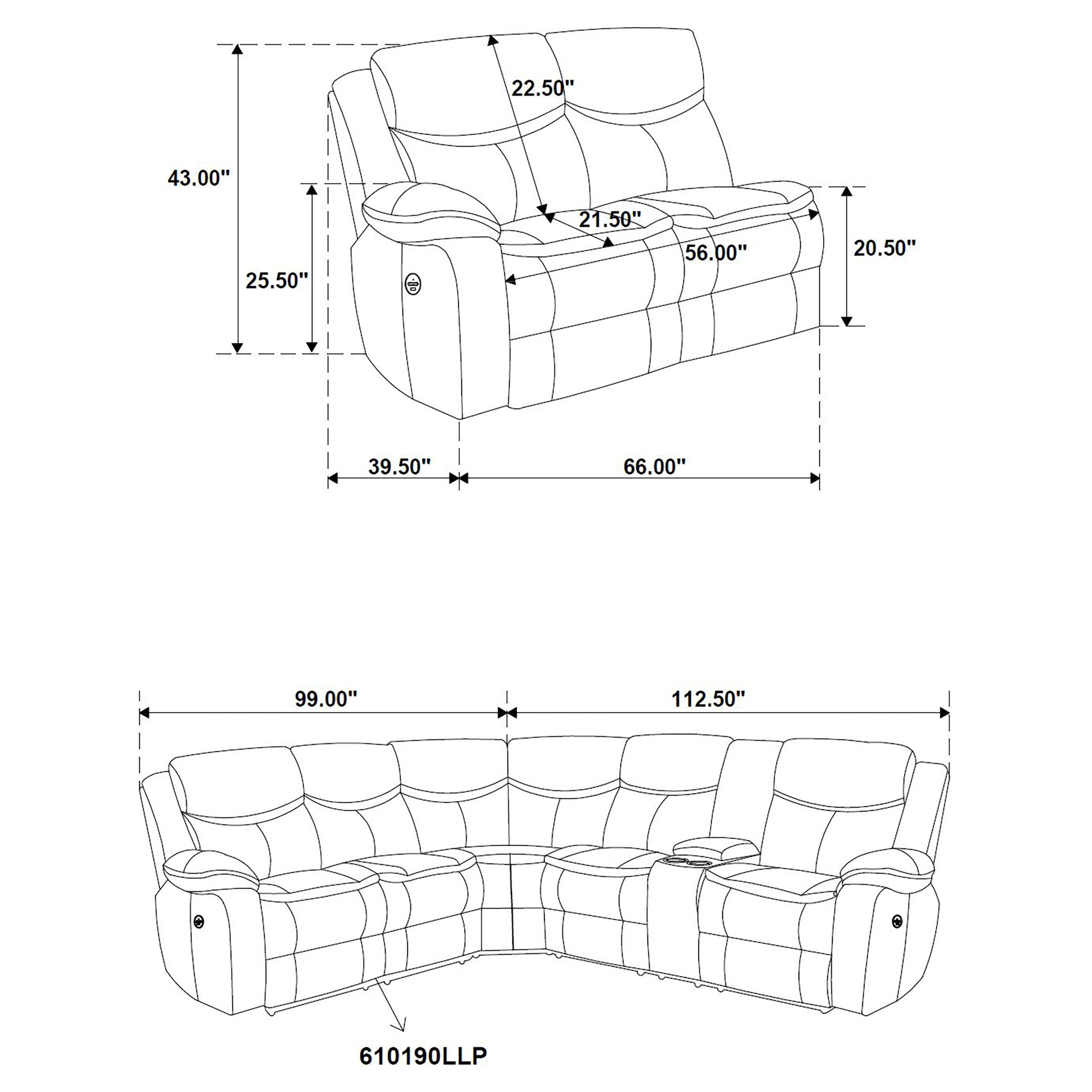 Sycamore Upholstered Power Reclining Sectional Sofa Brown