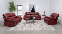 Best Furniture Outlet - Coaster - Camila 3-piece Upholstered Reclining Sofa Set Red - 610241-S3