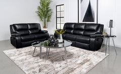 Best Furniture Outlet - Coaster - Camila 2-piece Upholstered Motion Reclining Sofa Set Black - 610244-S2