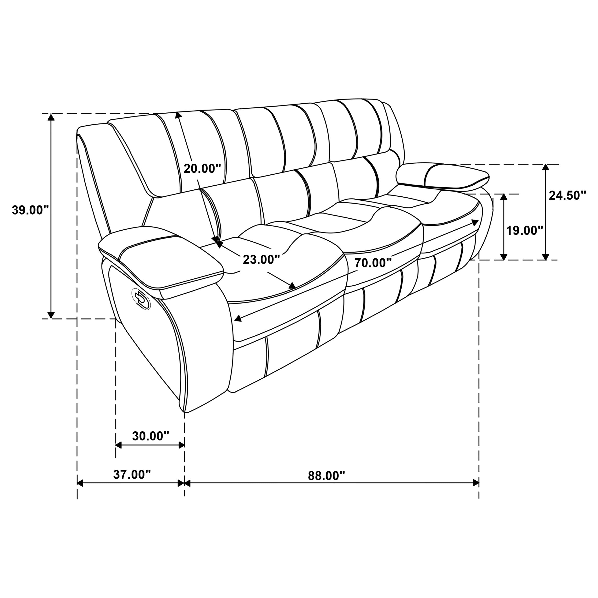 Camila 3-piece Upholstered Motion Reclining Sofa Set Black